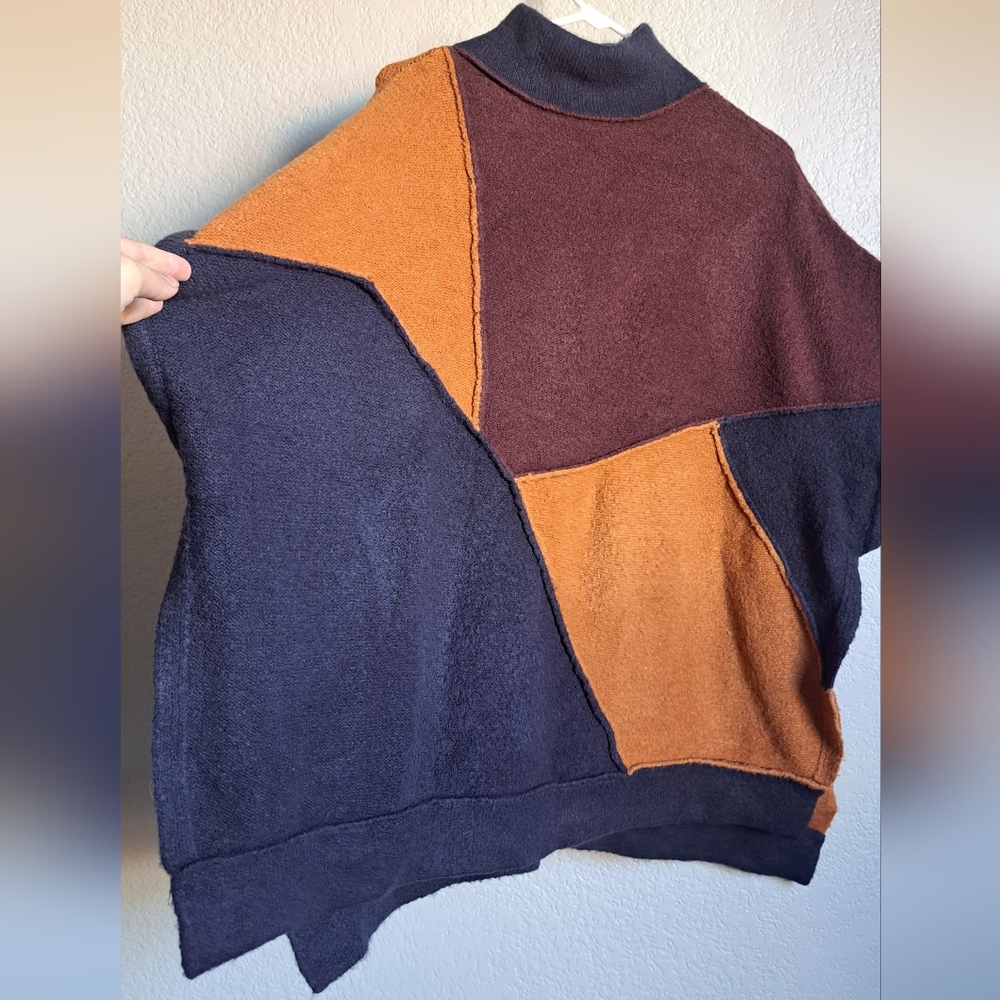 Vero Moda Brown Blue Patchwork Colorblock Oversiz… - image 3